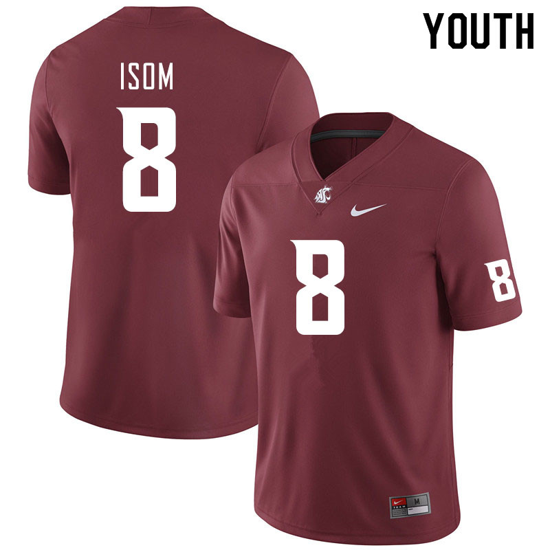 Youth #8 Daniel Isom Washington State Cougars College Football Jerseys Sale-Crimson - Click Image to Close